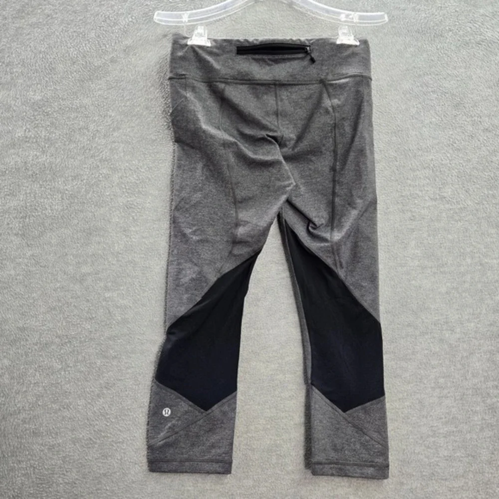 Lululemon Women Activewear Pants 8 Gray Pace Rival‎ Crop High Rise 22 in Inseam